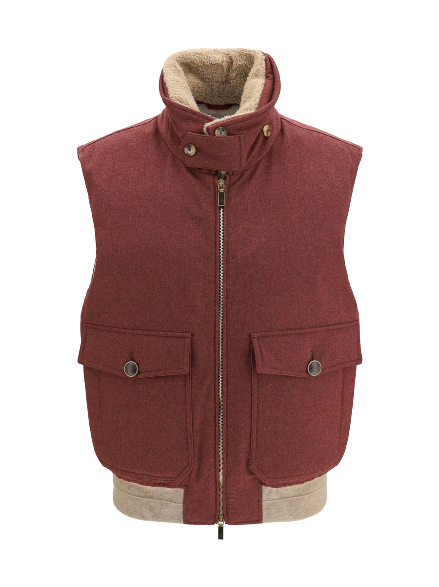 Brunello Cucinelli Outer: 100% wool; Inner: 100% goose down vest in red