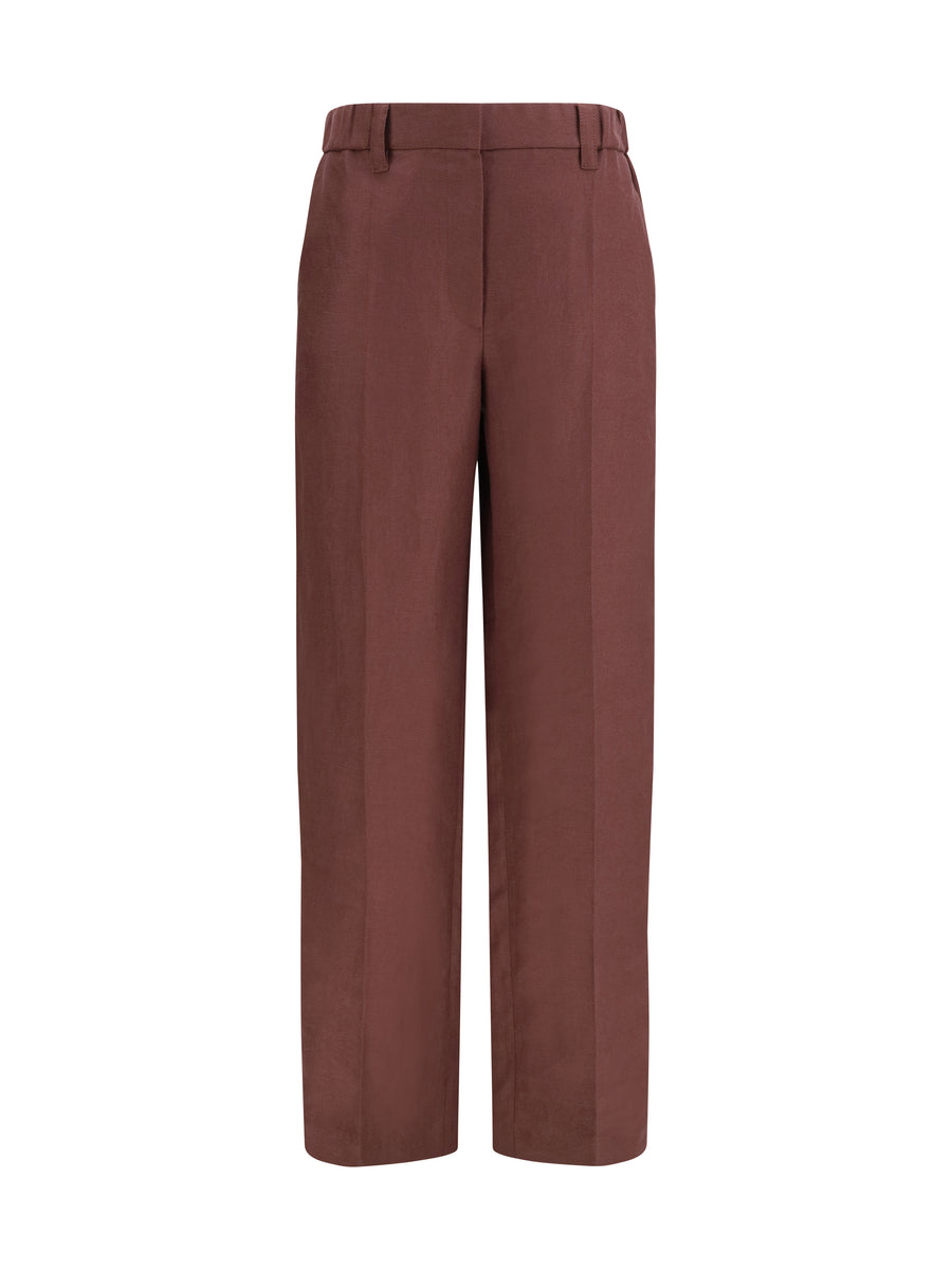 Wide-Leg Linen Trousers Rhubarb