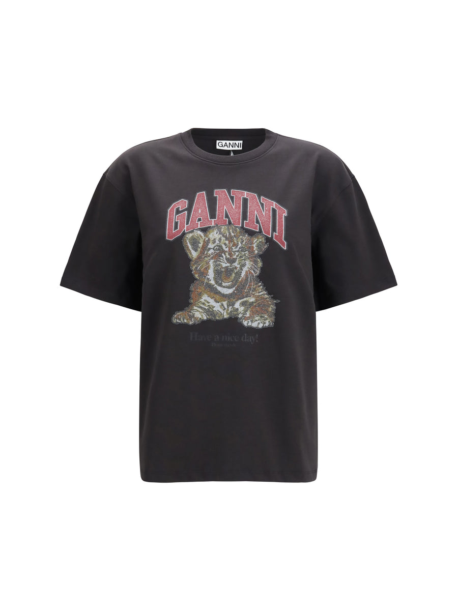 Ganni 100% Cotton t-shirt in black