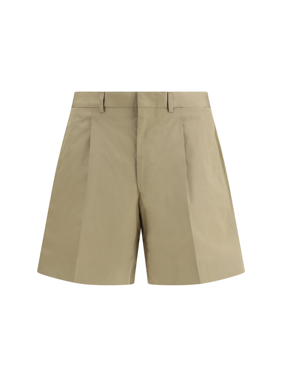 Prada 100% Cotton bermuda shorts in beige