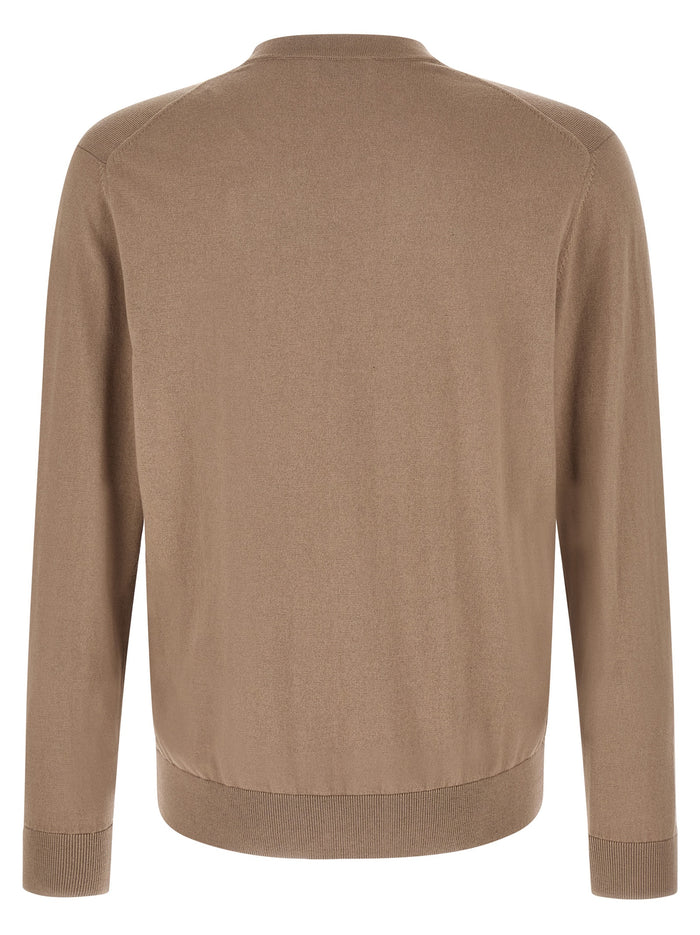 Cardigan Argyle Brown Cotton Cashmere Sweater, Cardigans