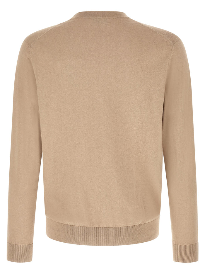 Cardigan Argyle Beige Cotton Cashmere Sweater, Cardigans