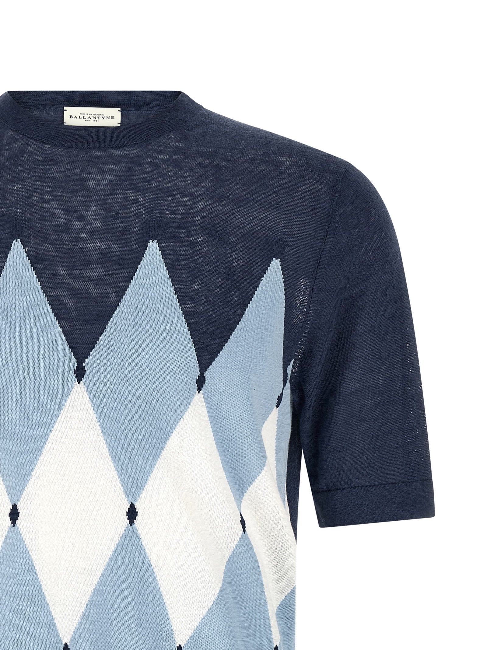 T-shirt Argyle Blue Linen