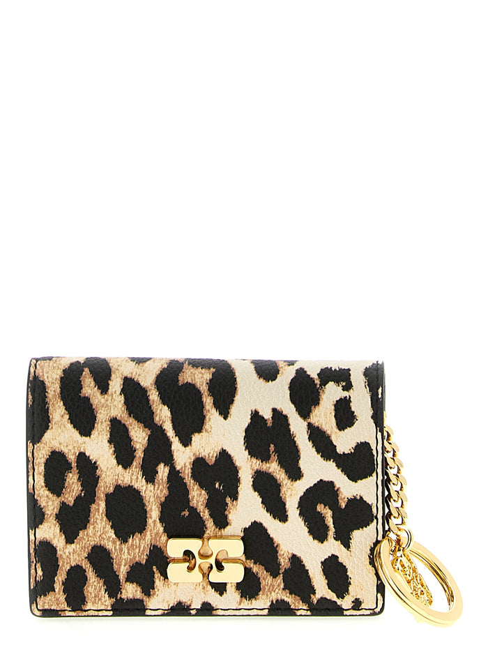 Leopard Print Card Holder White Recycled Polyester Wallets, Holders