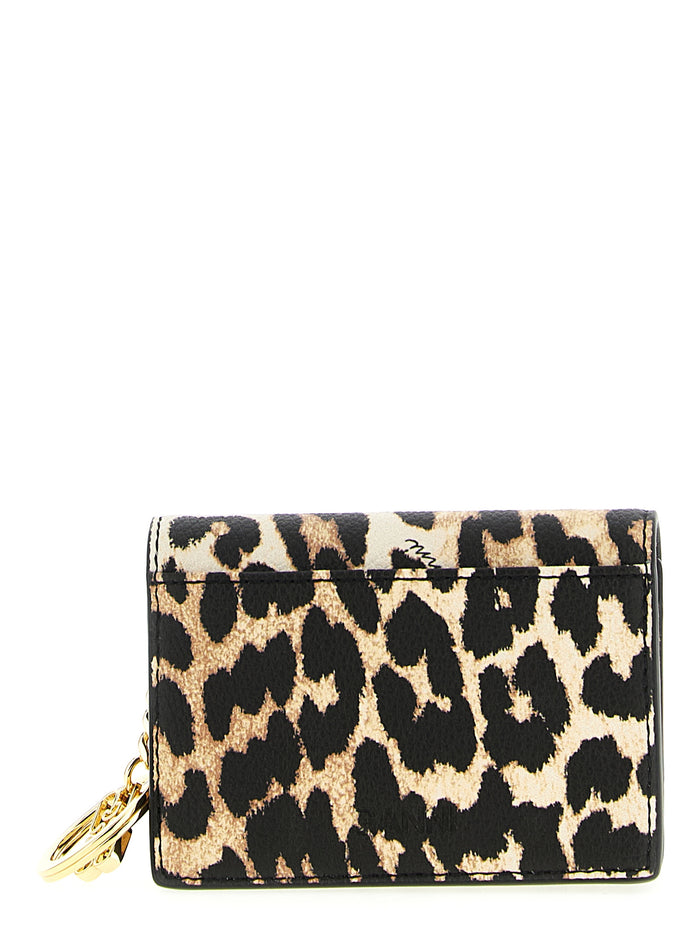 Leopard Print Card Holder White Recycled Polyester Wallets, Holders