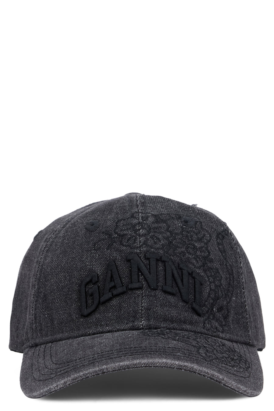 Cap With Visor, Washed Black Cotton Hat