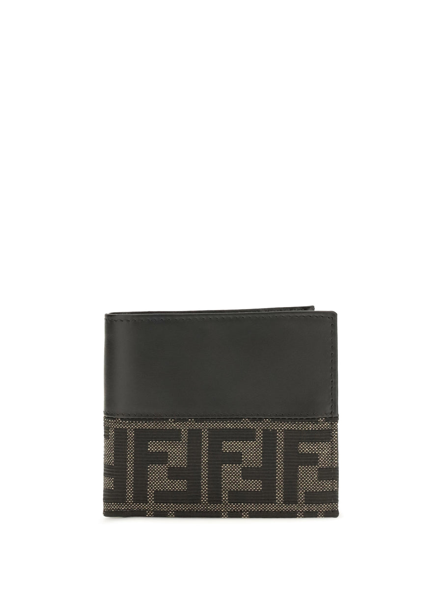 Ff Jacquard Bifold Wallet Nero+tabacco Moro Calf Leather Bos Taurus