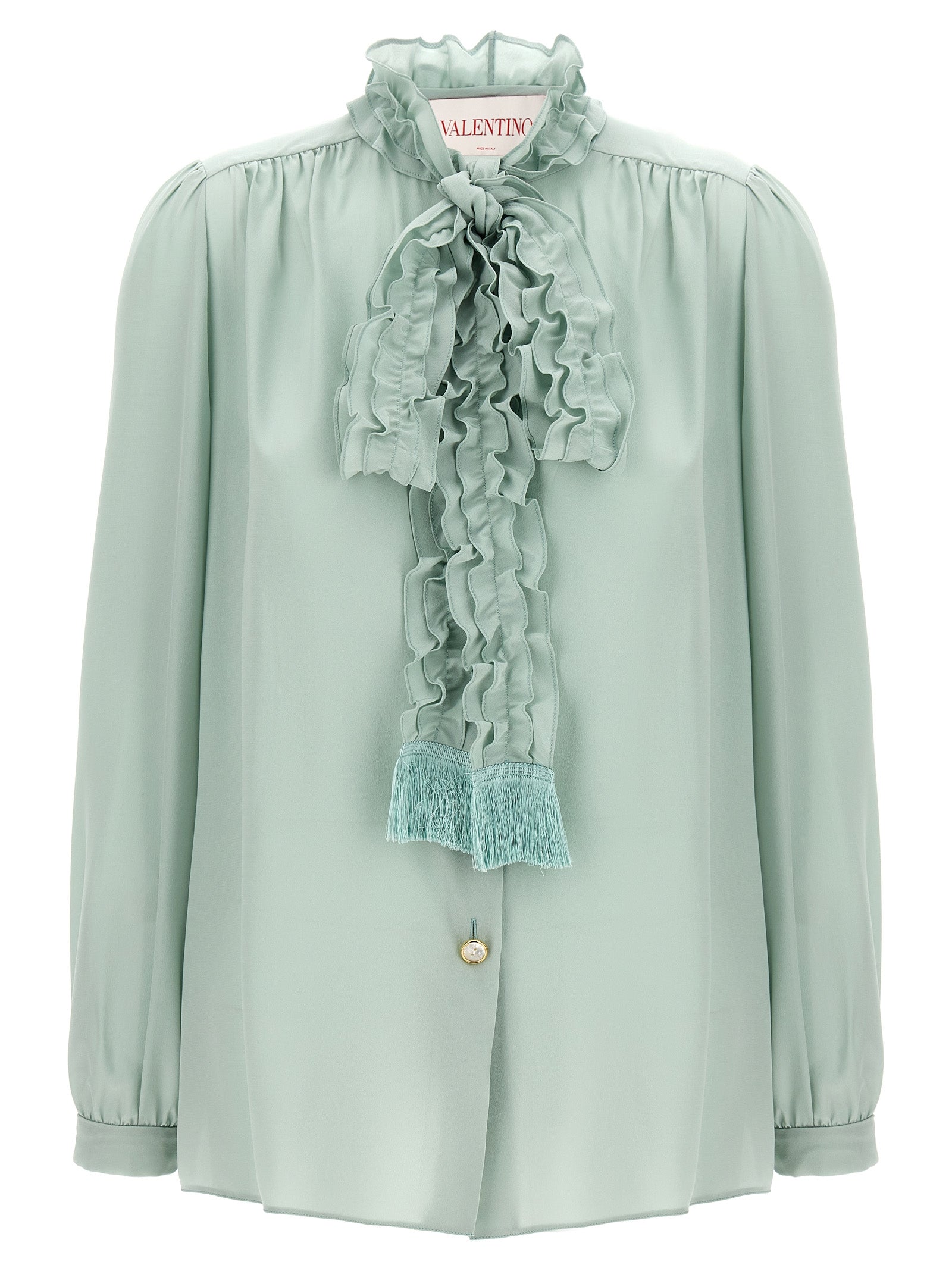 Valentino Garavani lavallière shirt Green Silk Shirt, Blouse