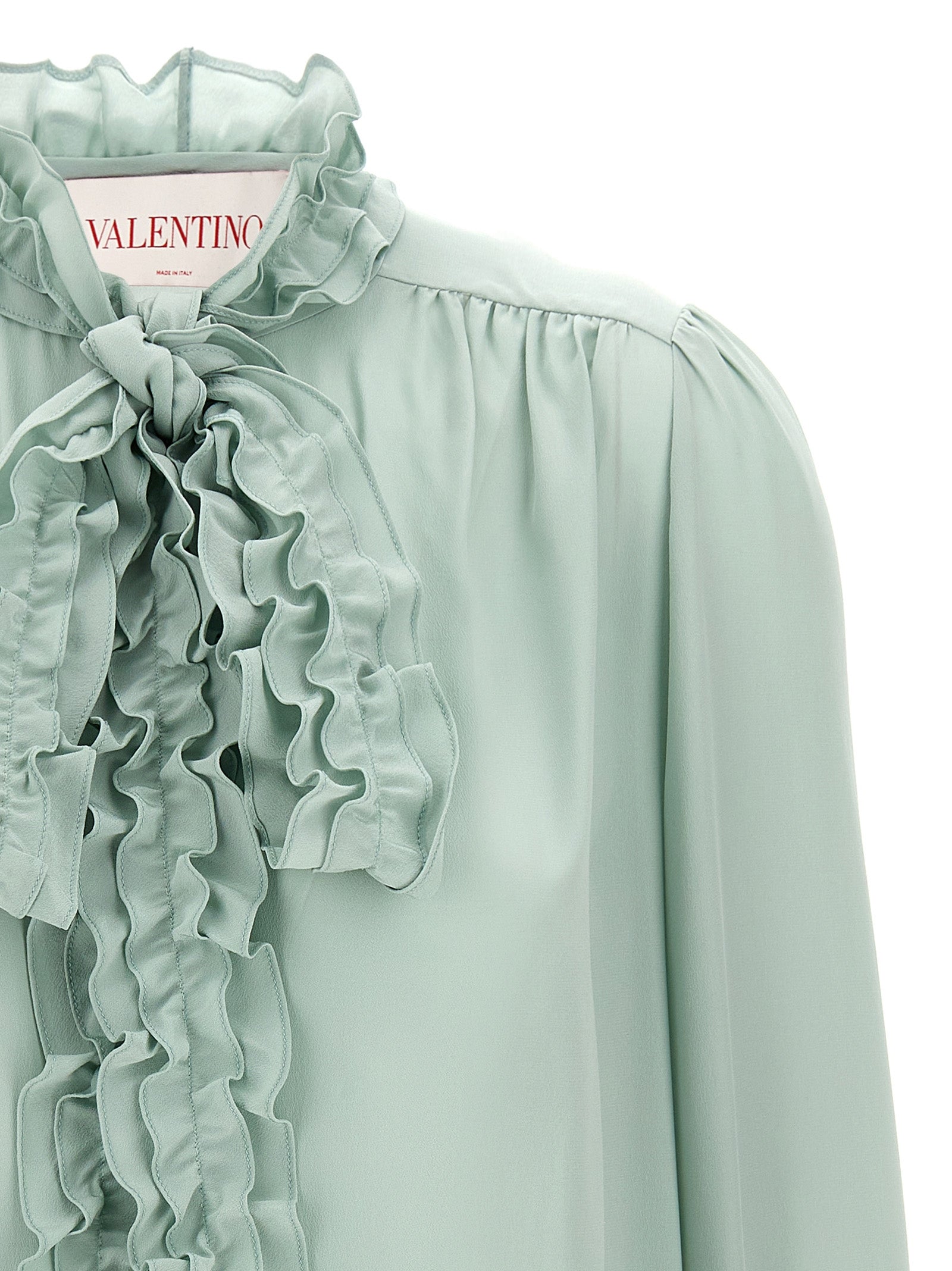 Valentino Garavani lavallière shirt Green Silk Shirt, Blouse