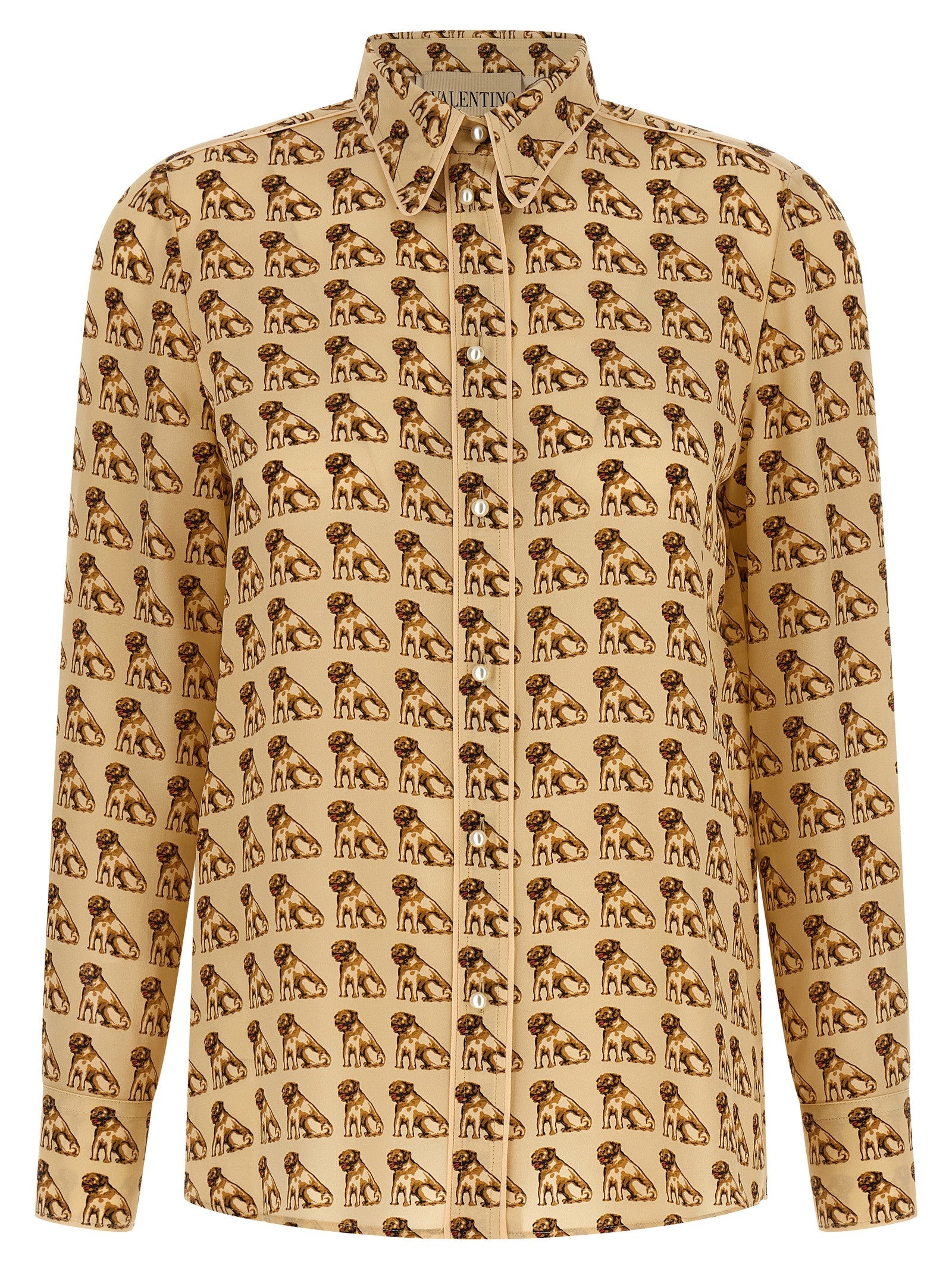 Valentino Garavani Petit Charles print shirt Beige Silk Shirt, Blouse