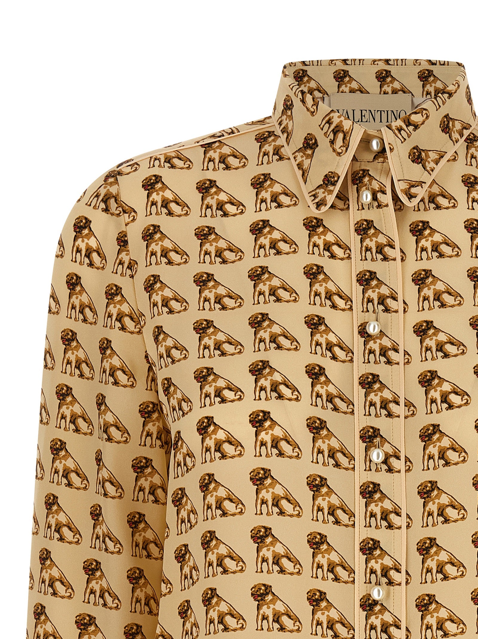 Valentino Garavani Petit Charles print shirt Beige Silk Shirt, Blouse