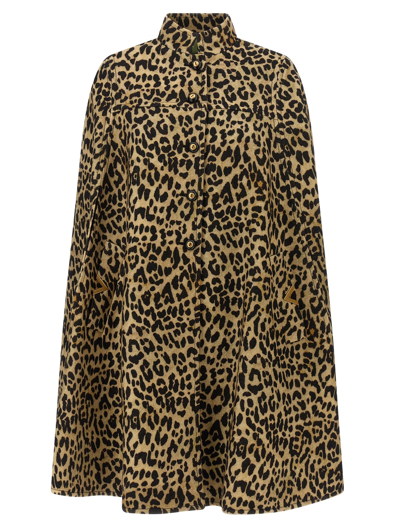 Valentino Garavani cape in animalier cloth Brown Wool Capes
