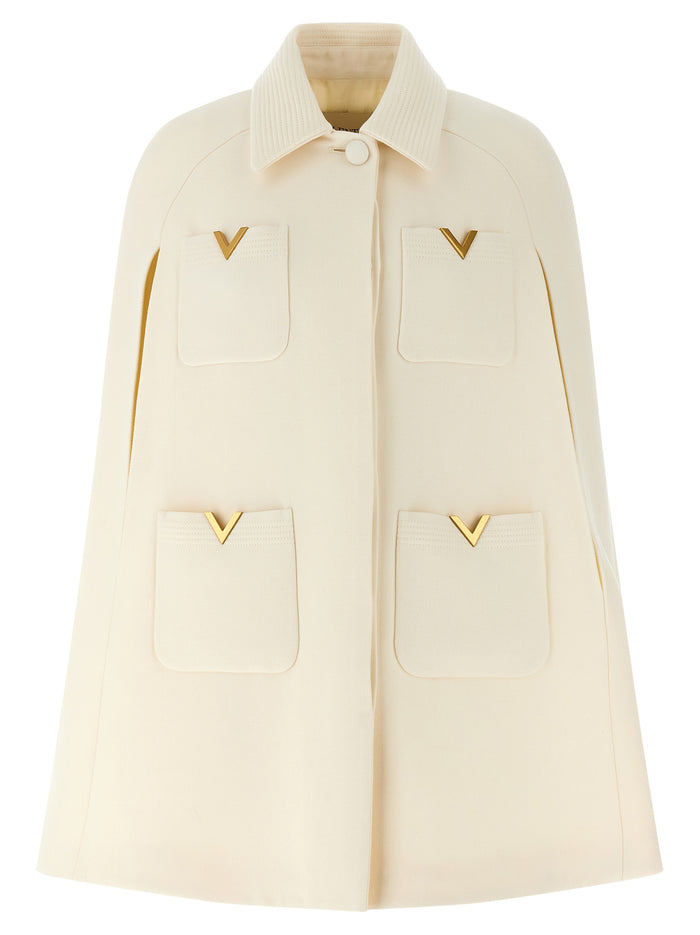 Drill hood White Virgin Wool Silk Capes