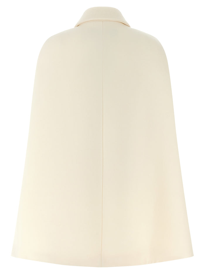 Drill hood White Virgin Wool Silk Capes