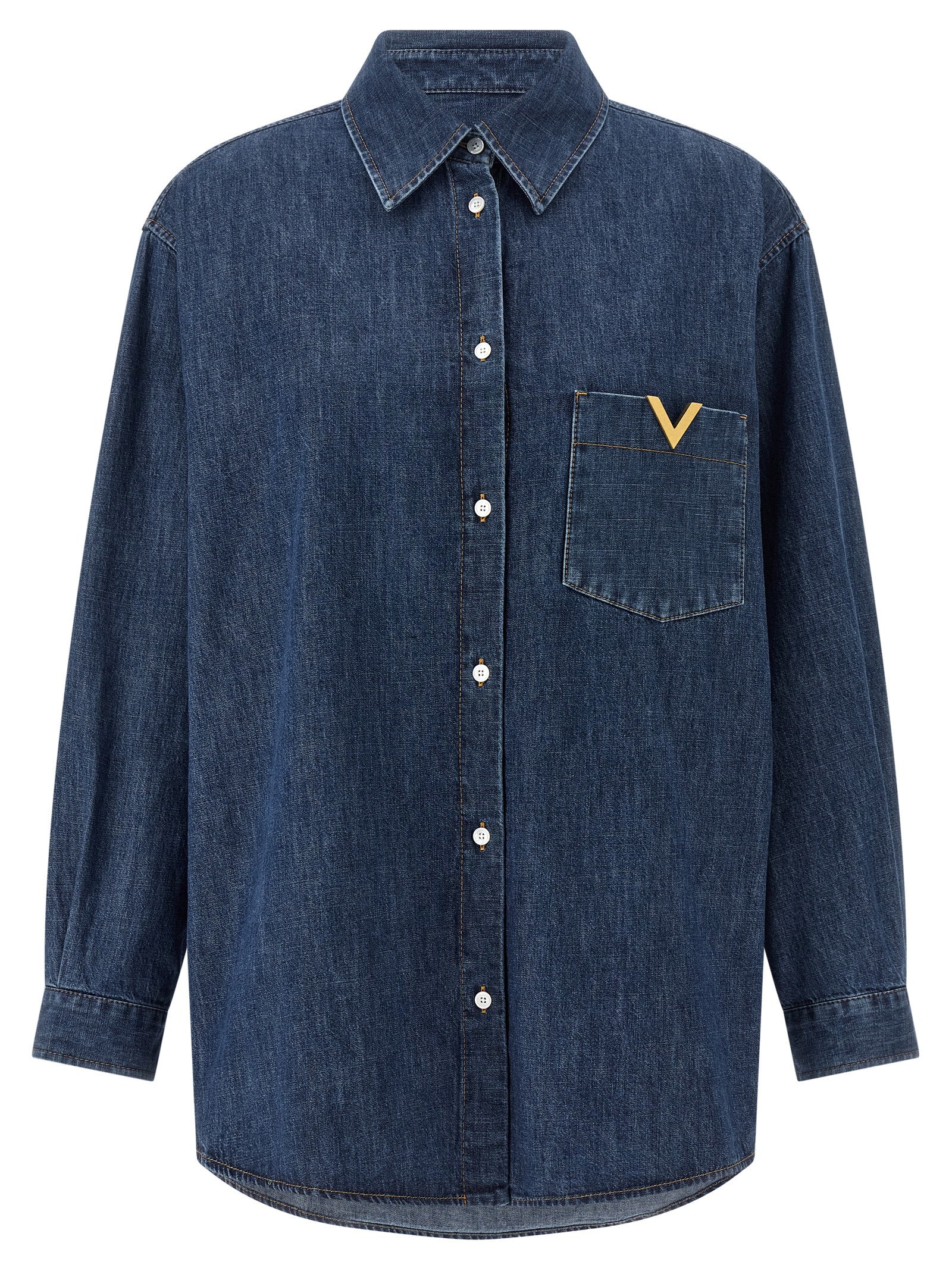 Valentino Garavani VGold shirt Blue Cotton Shirt, Blouse