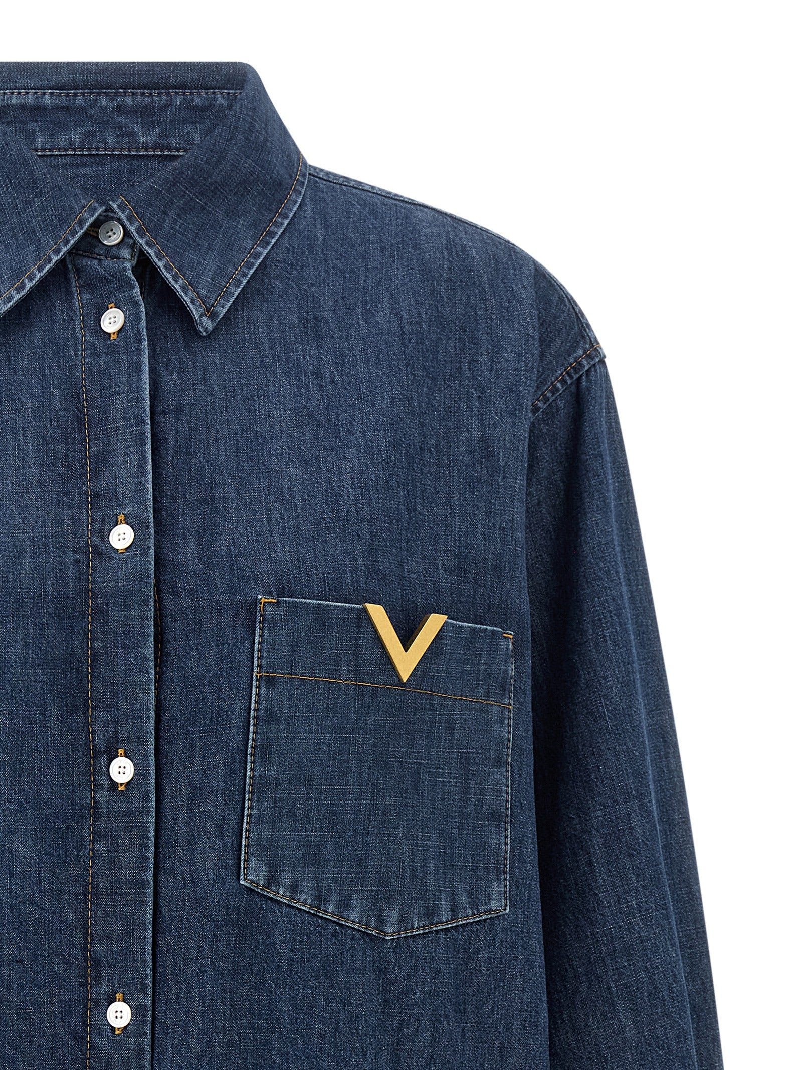 Valentino Garavani VGold shirt Blue Cotton Shirt, Blouse