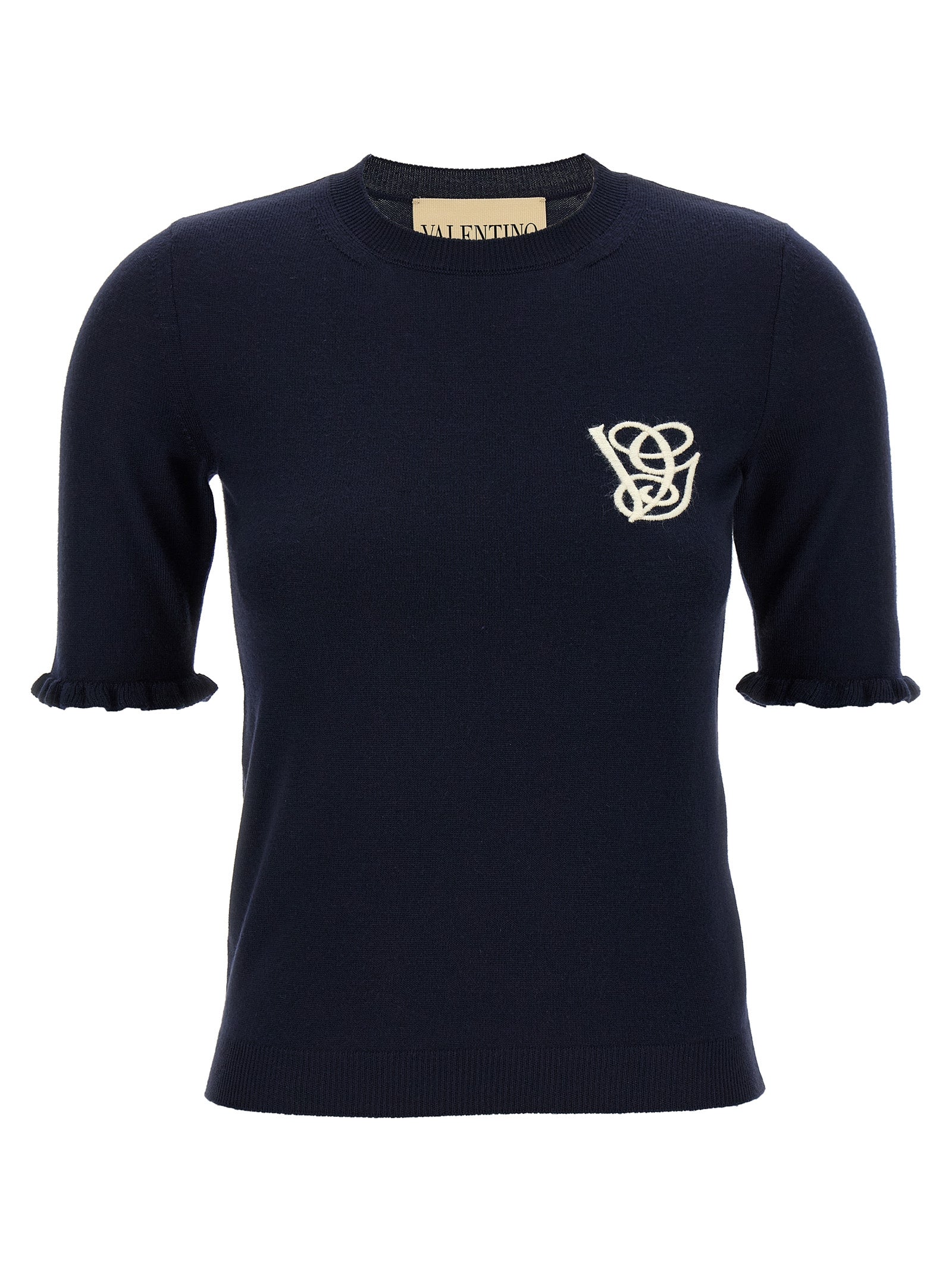 Valentino Garavani VG embroidery top Blue Virgin Wool Tops