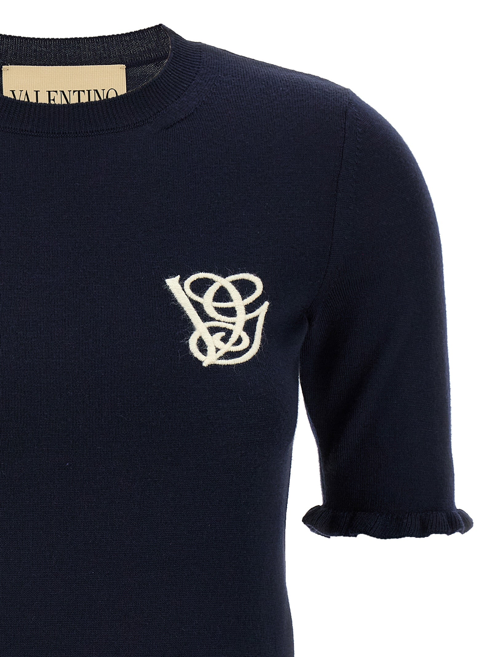 Valentino Garavani VG embroidery top Blue Virgin Wool Tops