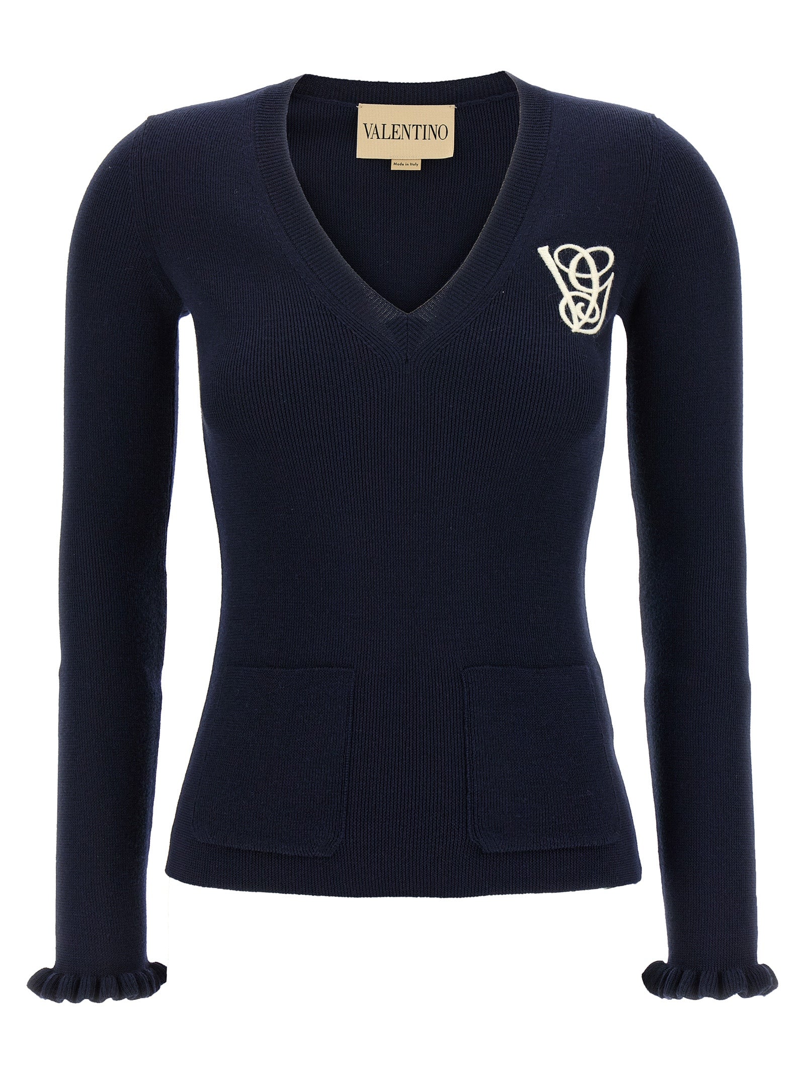 Valentino Garavani embroidery sweater Blue Virgin Wool Sweater, Cardigans