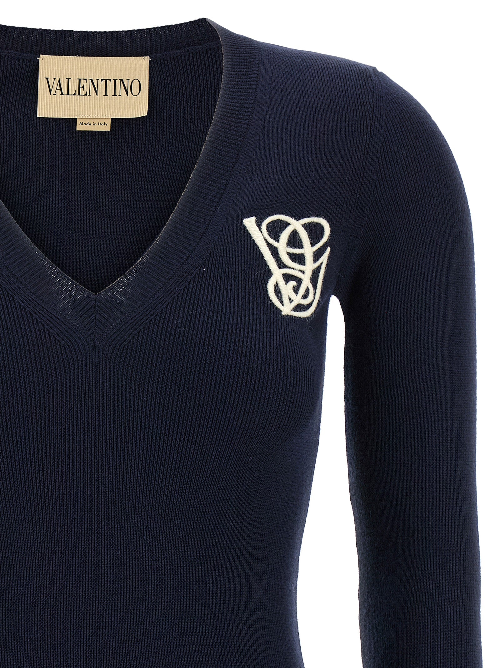 Valentino Garavani embroidery sweater Blue Virgin Wool Sweater, Cardigans