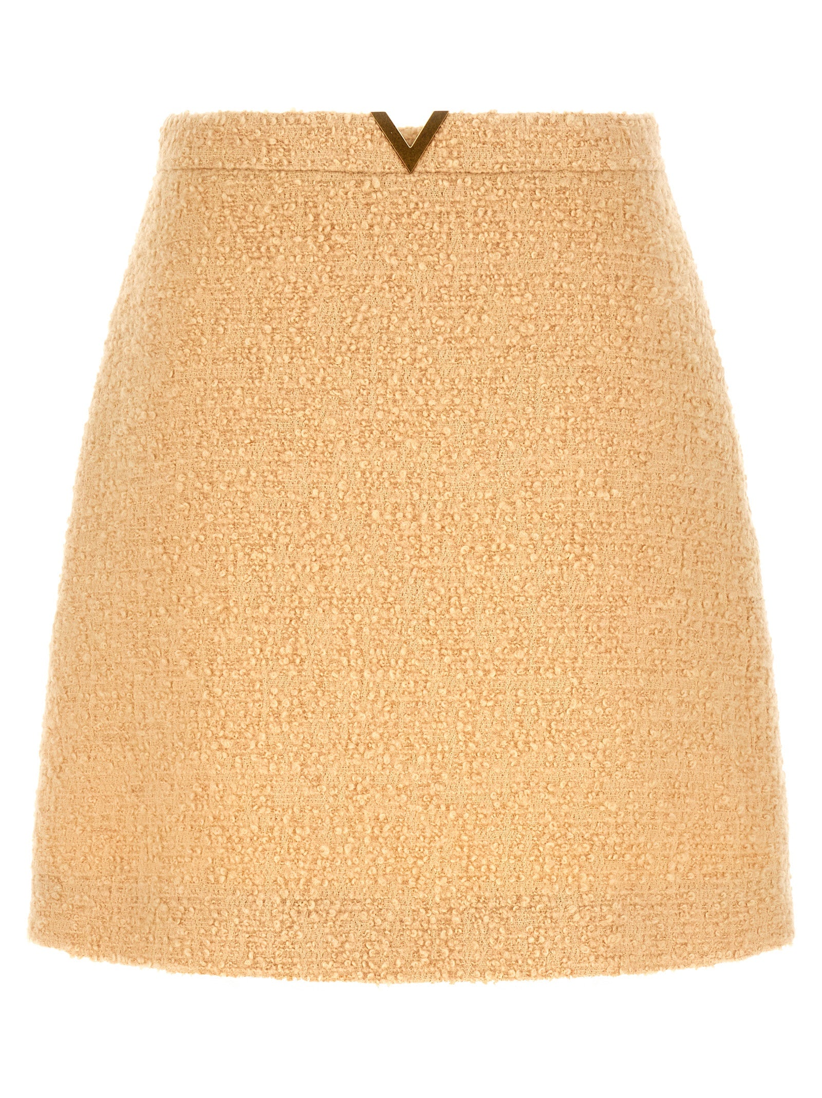 Valentino Garavani V Gold skirt Beige Virgin Wool Polyamide