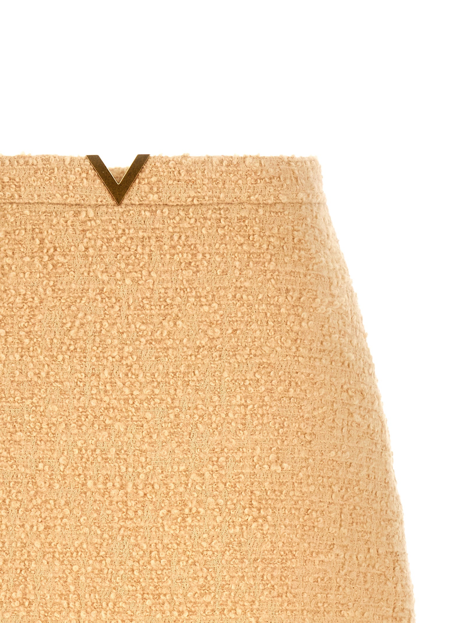 Valentino Garavani V Gold skirt Beige Virgin Wool Polyamide