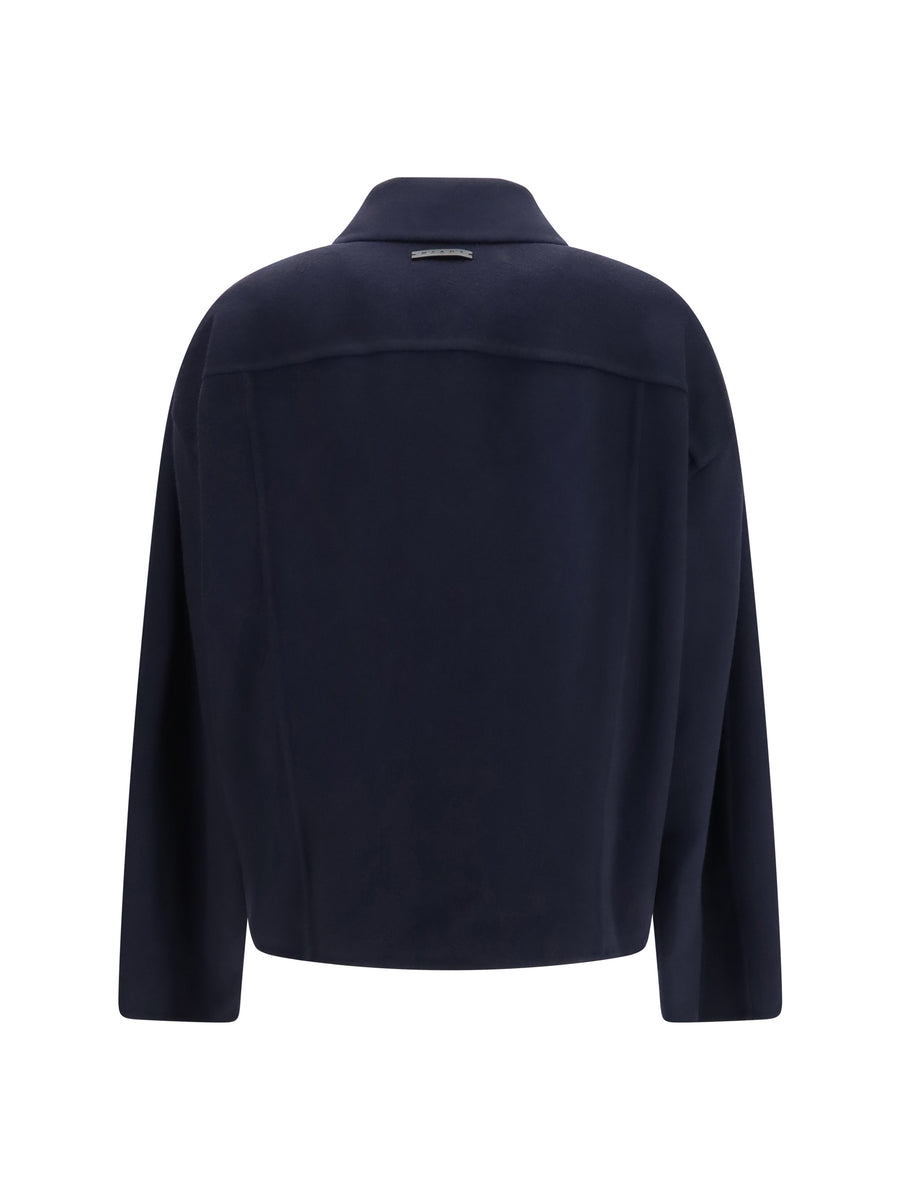 Wool Jacket With Logo Embroidery Ultramarine Fleece