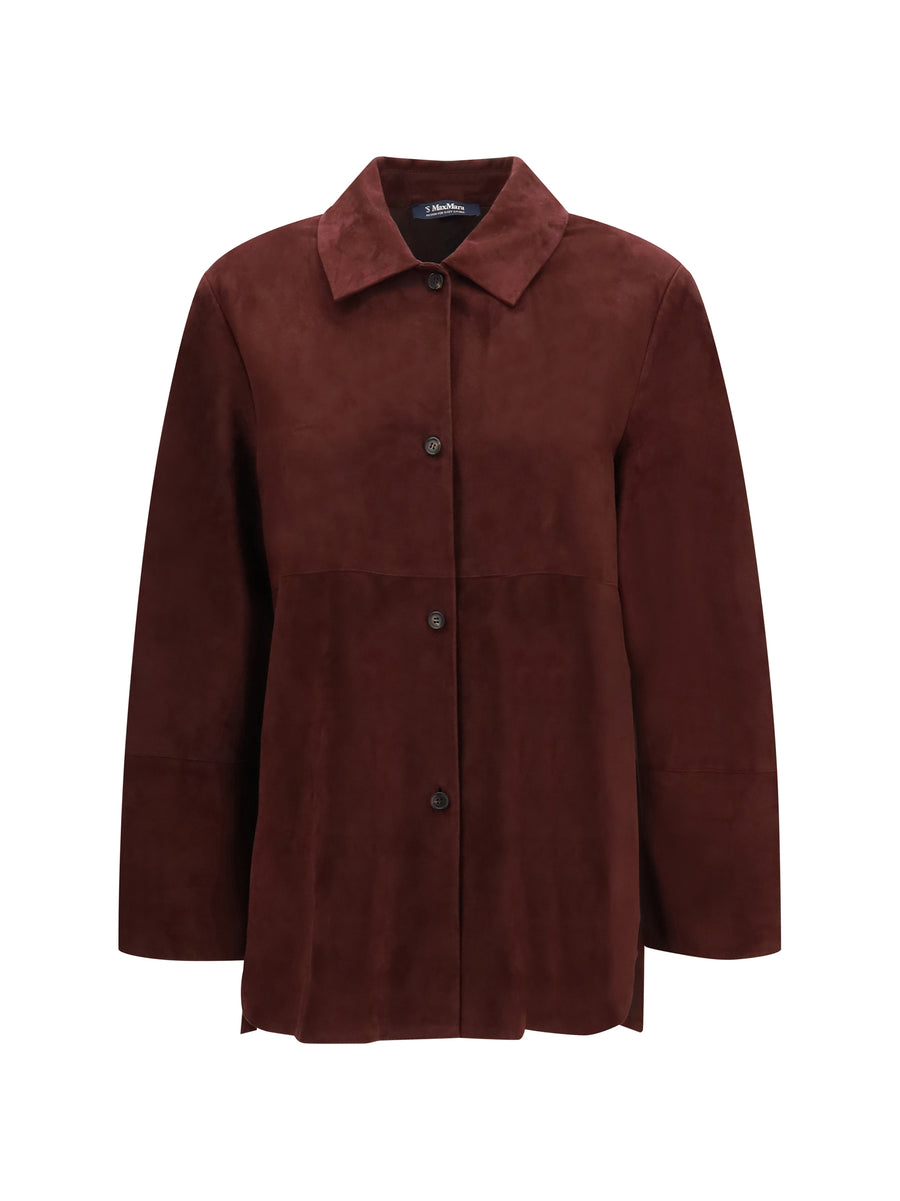Gocce Suede Jacket Dark Ruby Lamb Ovis Aries Leather