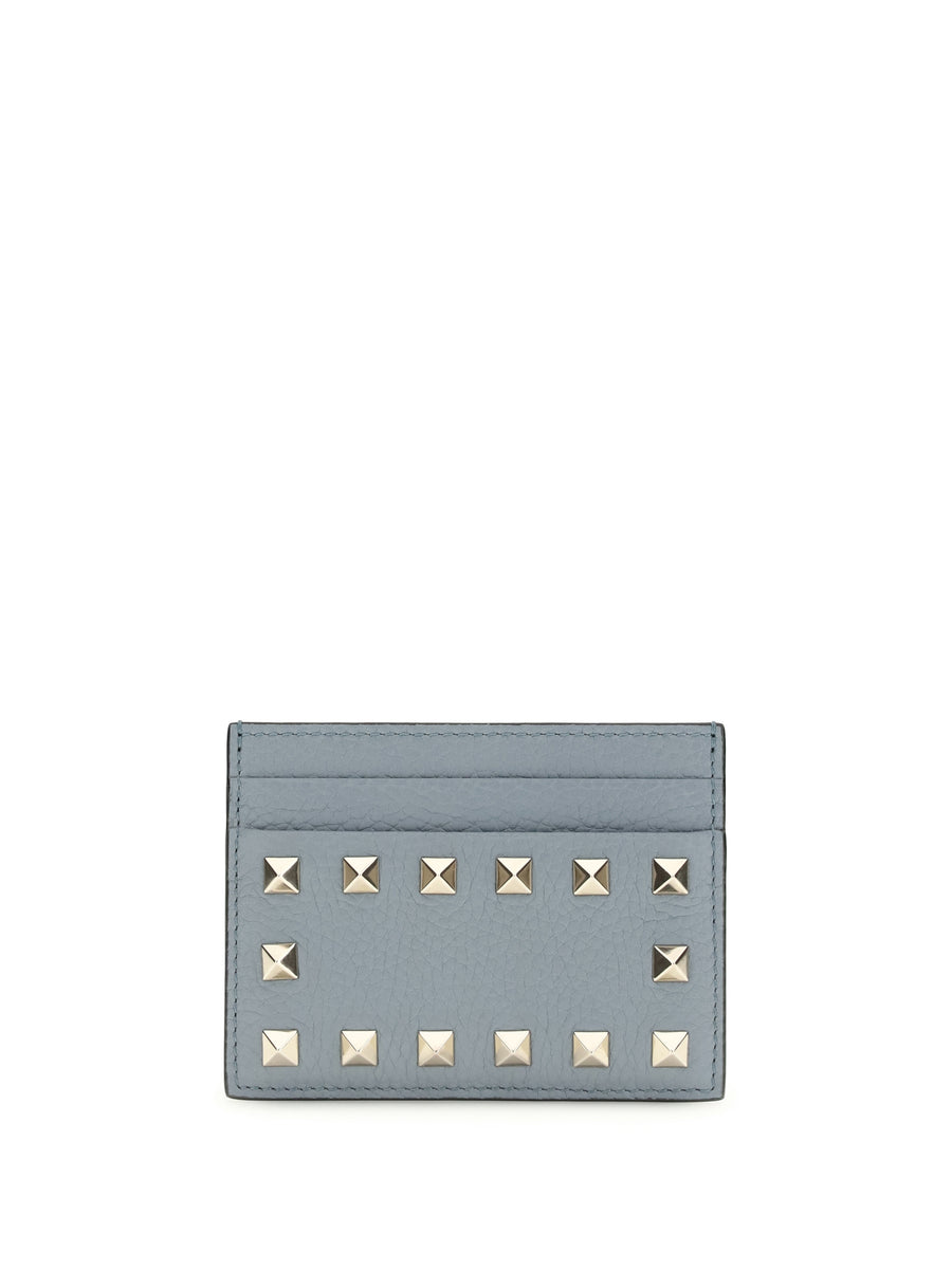 Valentino Garavani 100% calf leather Bos taurus card case in gray