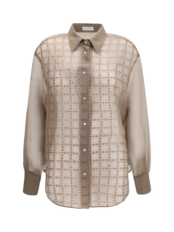 Sheer Checked Shirt Rope Silk