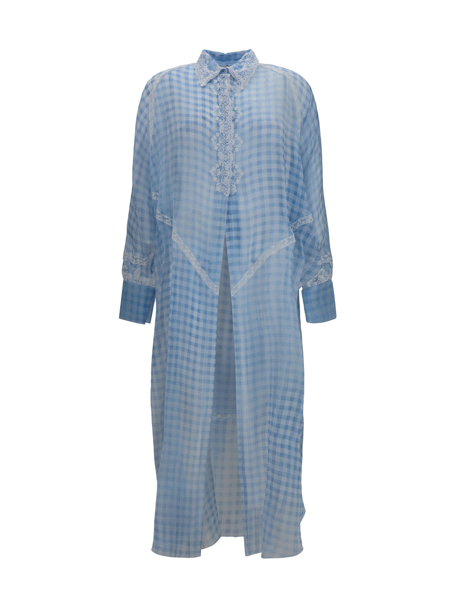 Ermanno Scervino 100% Silk shirt dress in blue