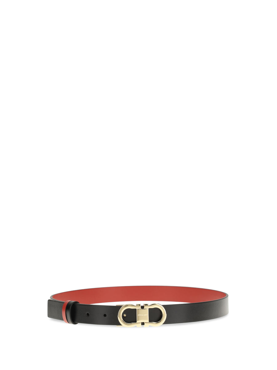 Belt Gancini Black Calf Leather