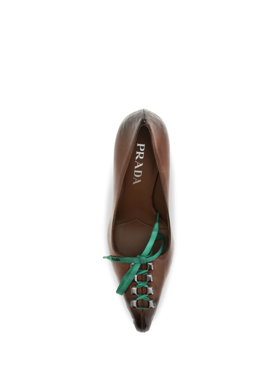 Lace-Up Pumps Cacao Leather Calf