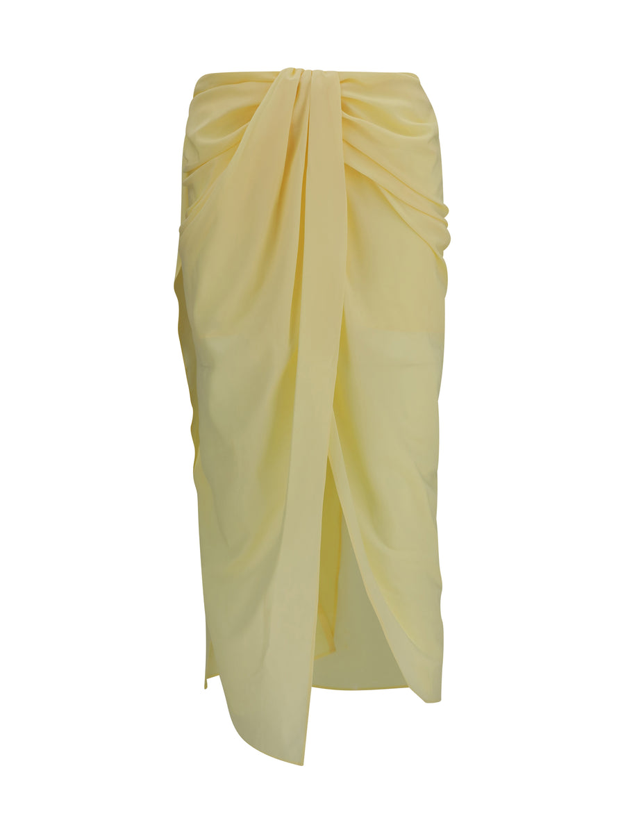 Pareo Skirt Stretch Muslin Light Yellow Polyester; Elastane