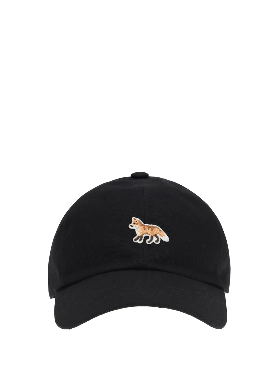 Maison Kitsuné OW06109WB0026 100% Cotton baseball cap in black