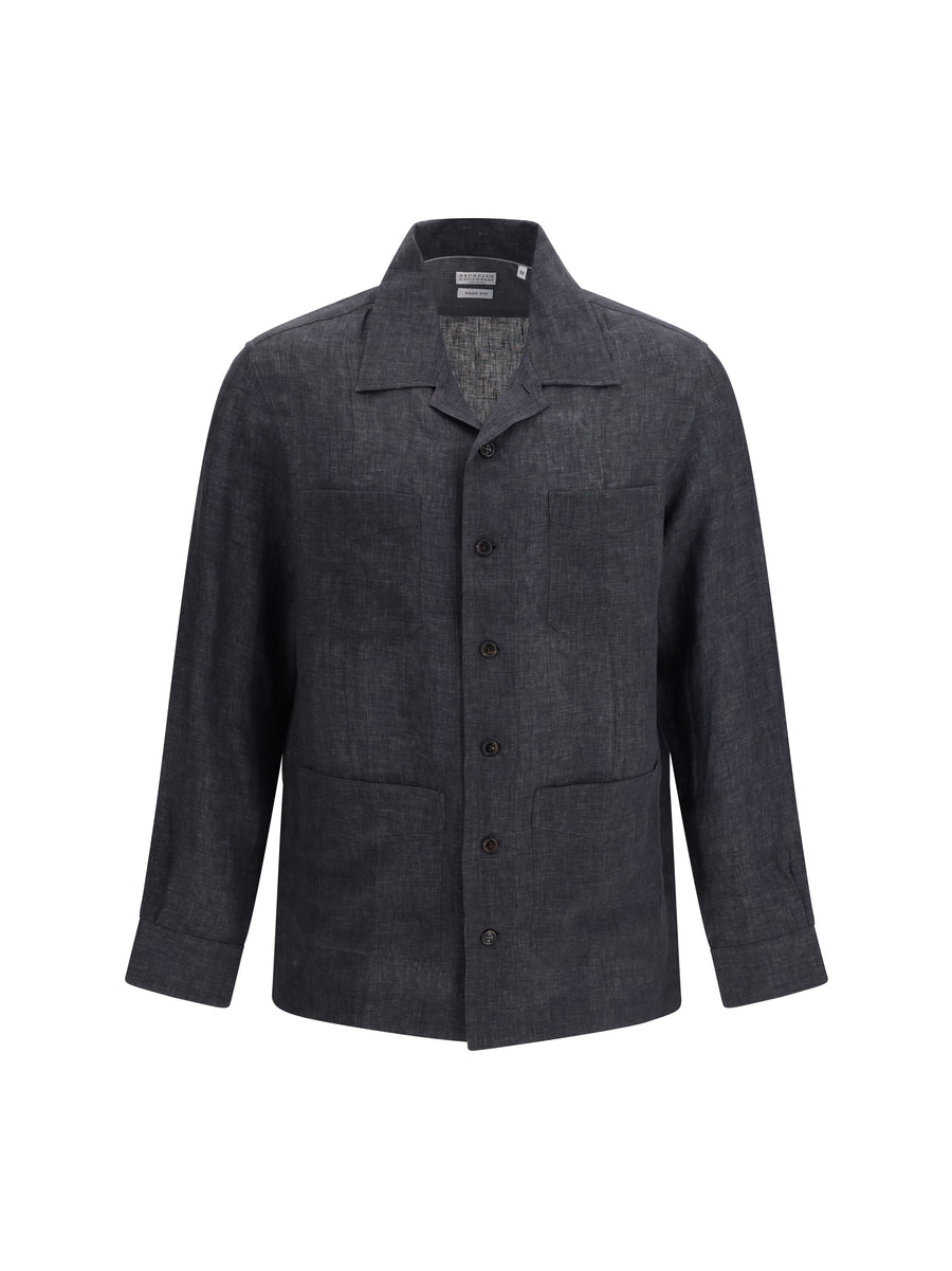 Brunello Cucinelli 100% Linen shirt in gray