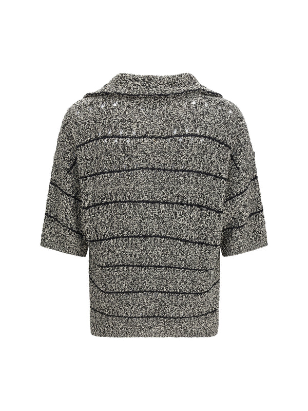 Mouliné Knit Shirt Black-Ecru Black/ecru Mouli Cotton