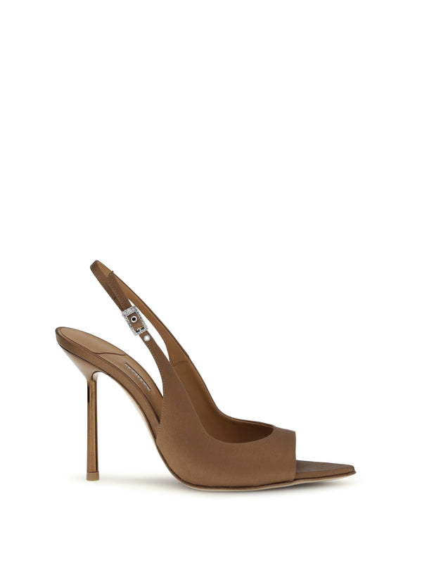 Le Silla 100% silk slingback heel in beige