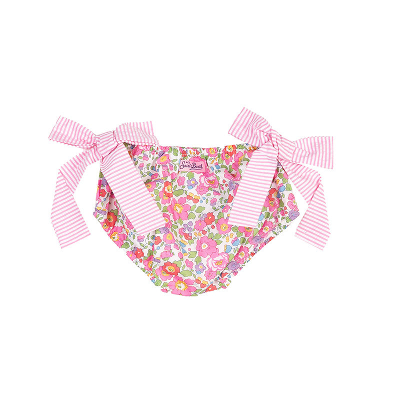 Baby Girl Swim Briefs With Flower Print Pink Bottom