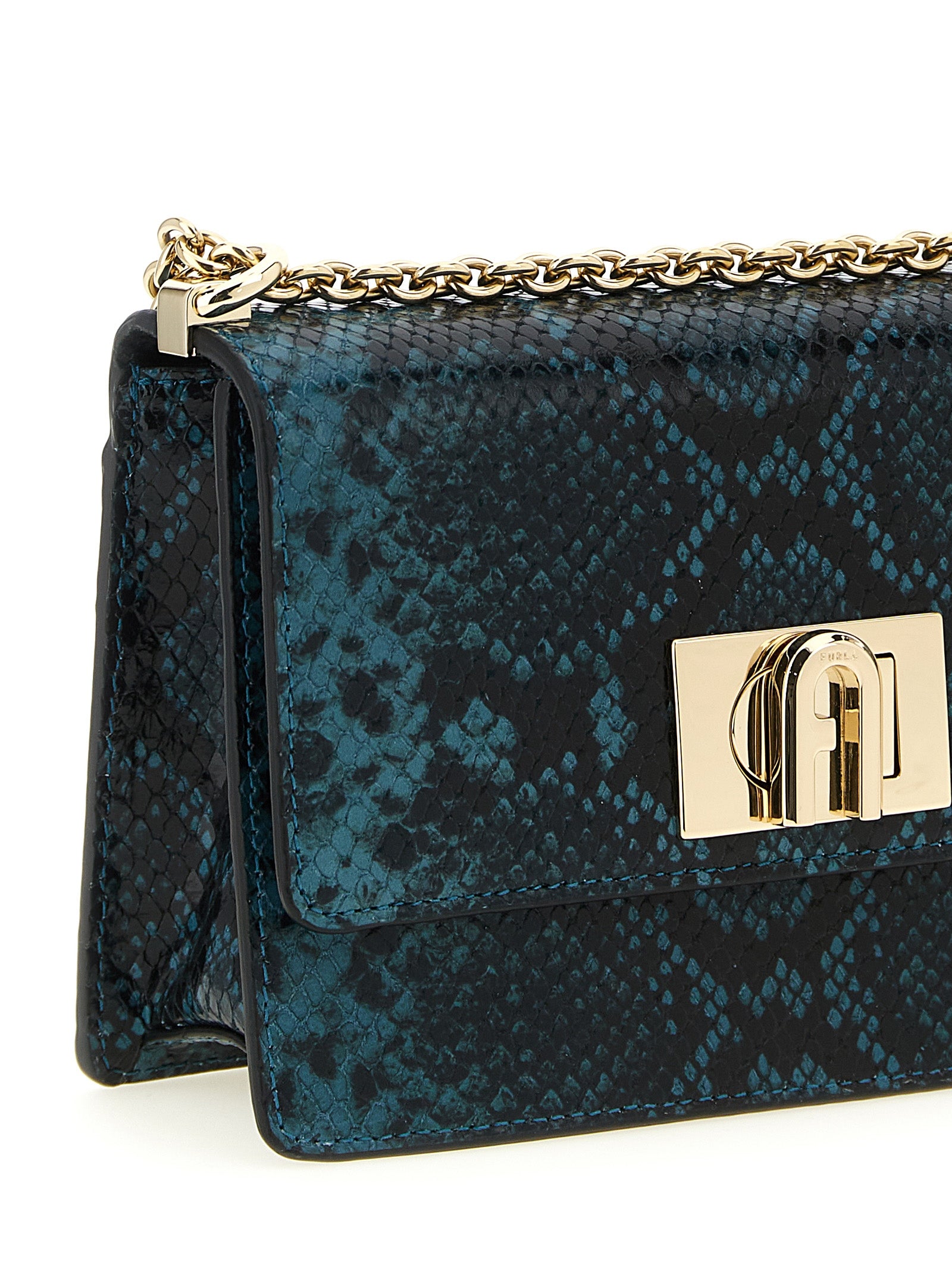 Furla 1927 mini crossbody bag Blue Goat Leather Calfskin