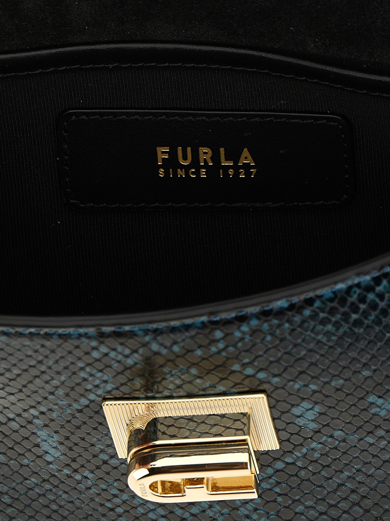 Furla 1927 mini crossbody bag Blue Goat Leather Calfskin