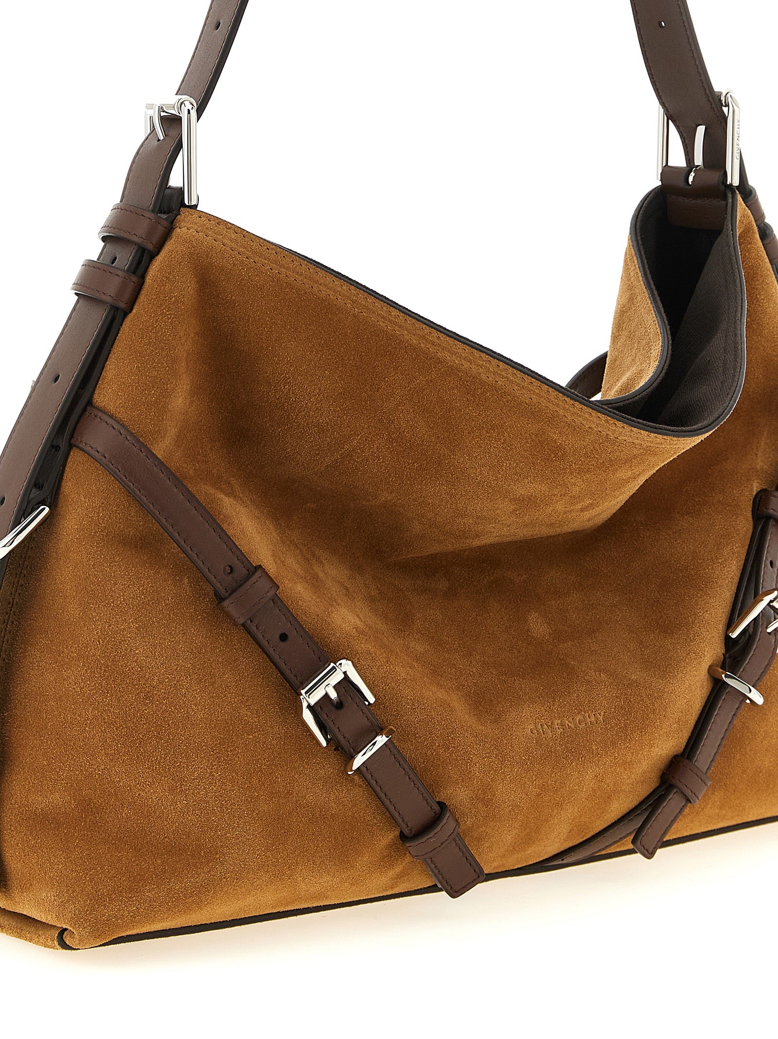 Voyou Medium Shoulder Bag Brown Calfskin Leather
