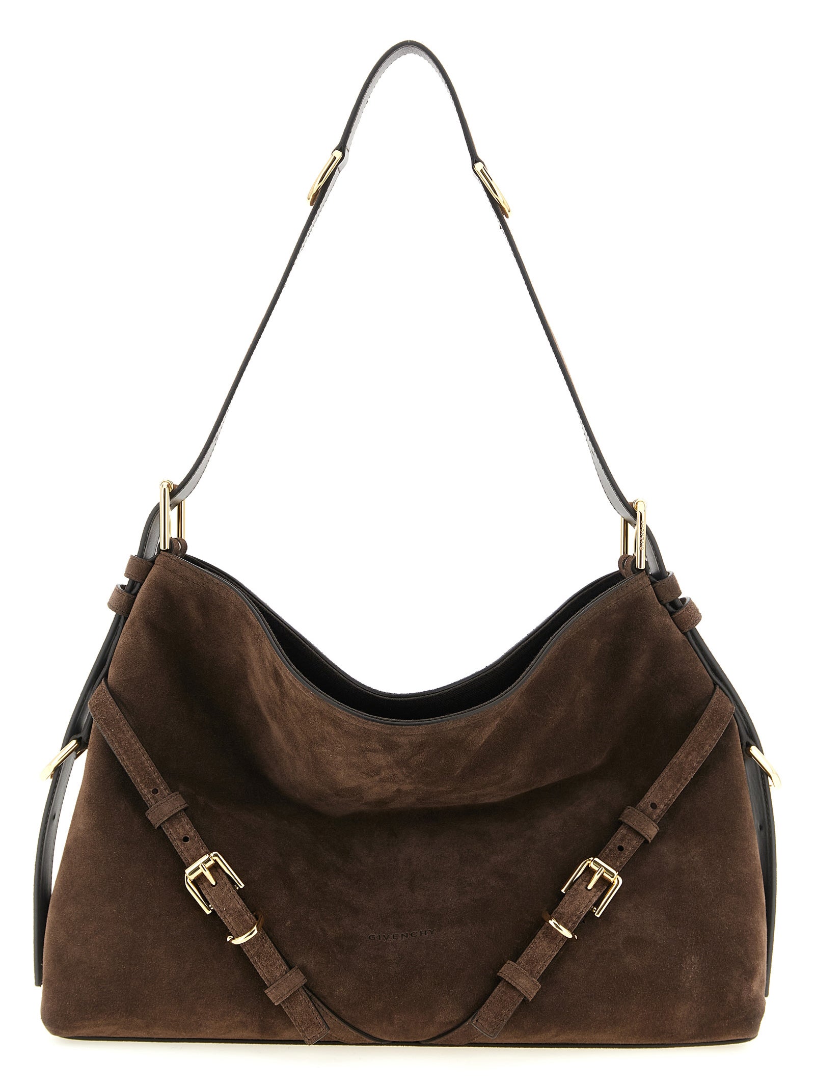 Voyou Medium Shoulder Bag Brown Calfskin Leather