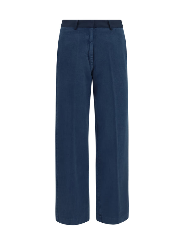 Forte_forte 100% Cotton trousers in navy