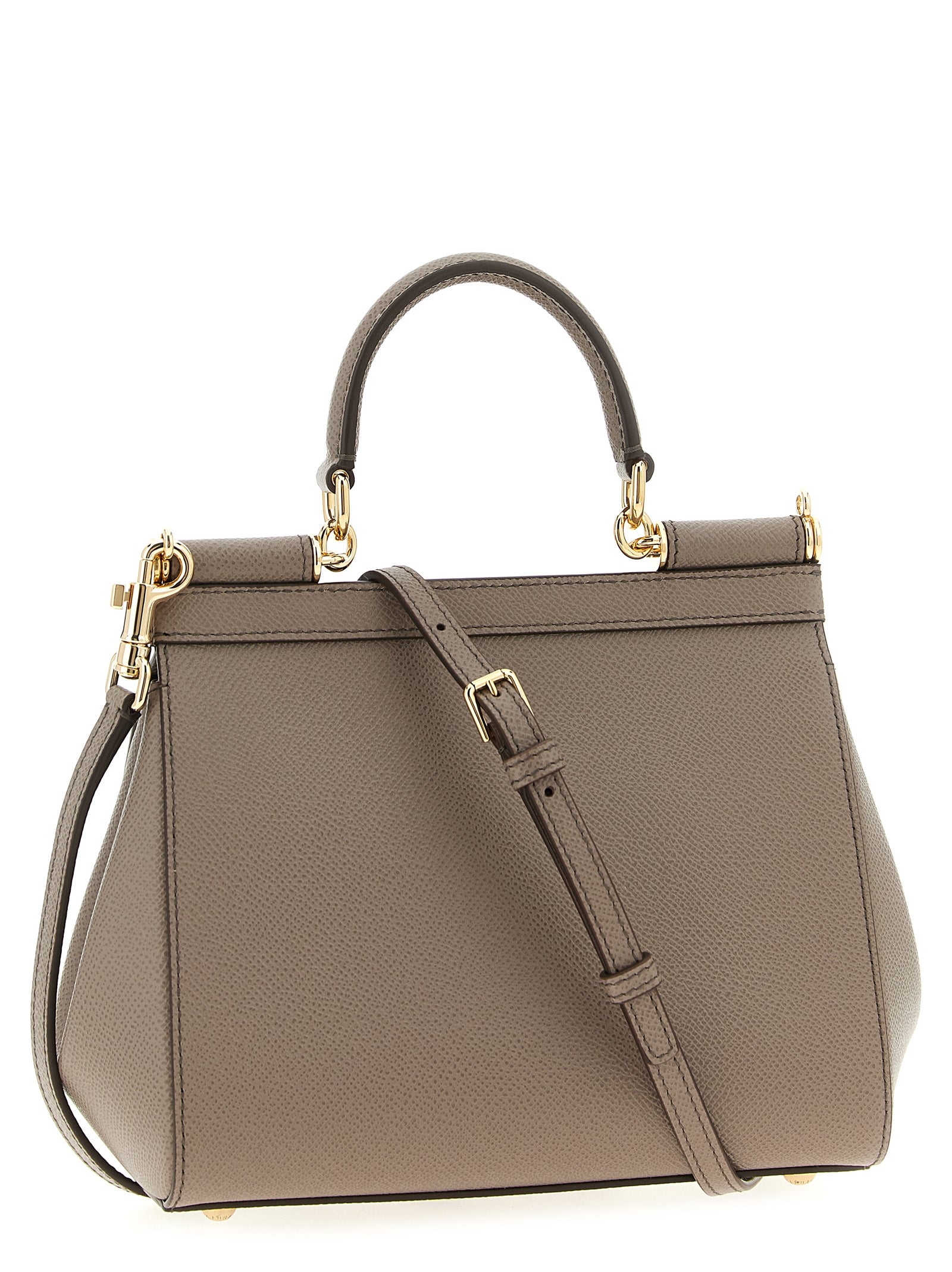 Sicily Medium Handbag Beige Virgin Wool Hand Bags