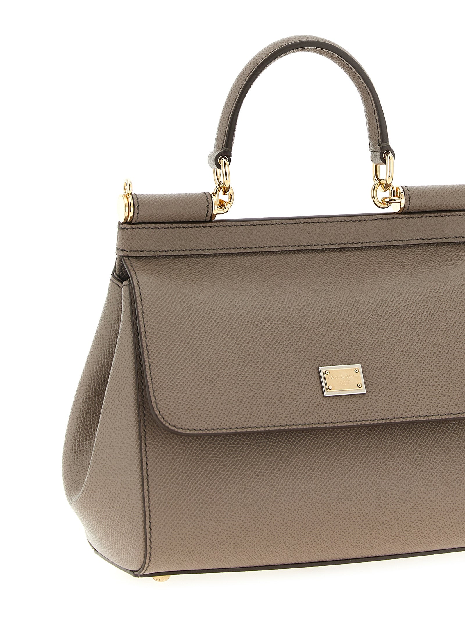 Sicily Medium Handbag Beige Virgin Wool Hand Bags
