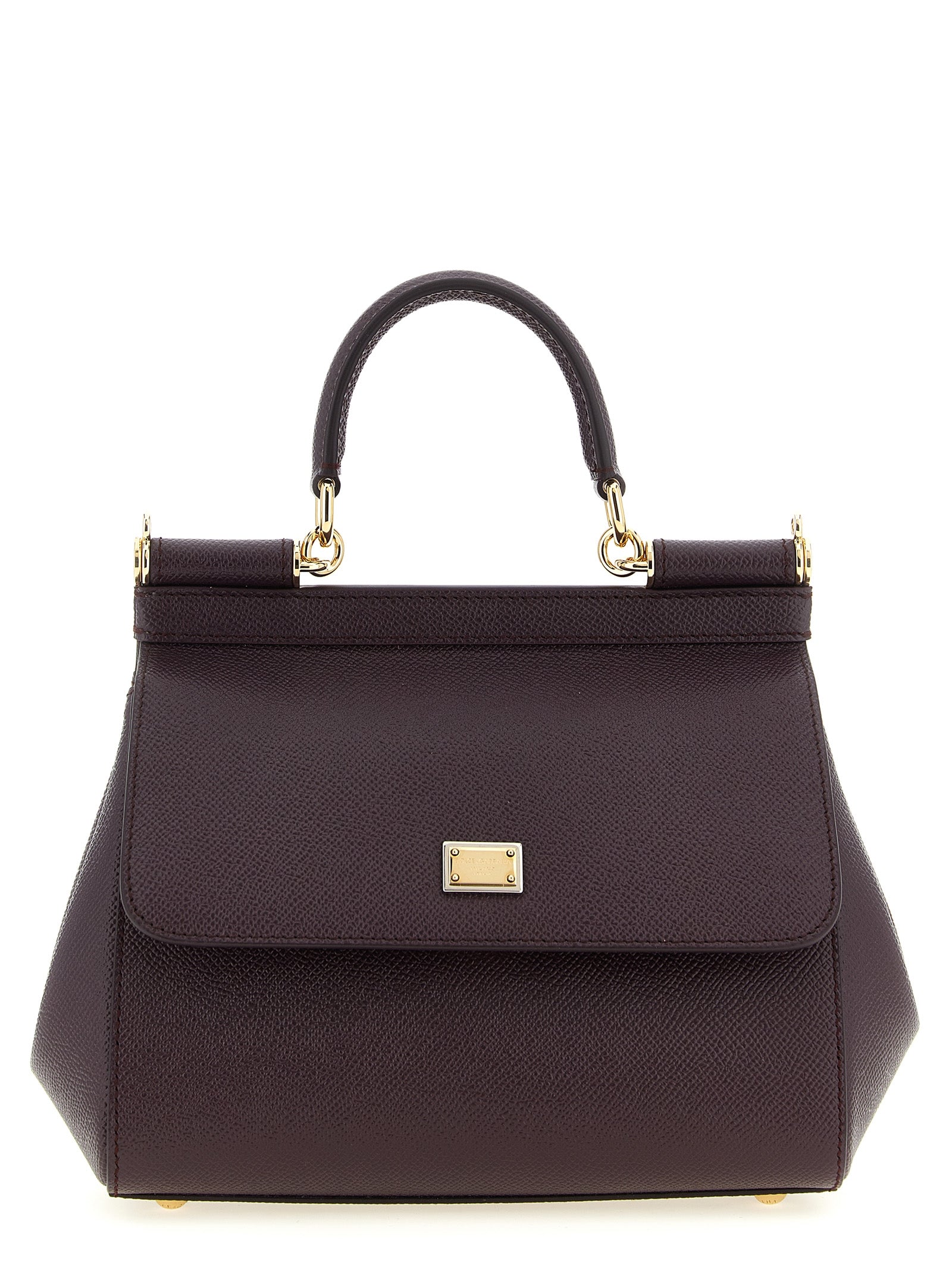 Sicily Medium Handbag Purple Calfskin Leather (bos Taurus) Hand Bags