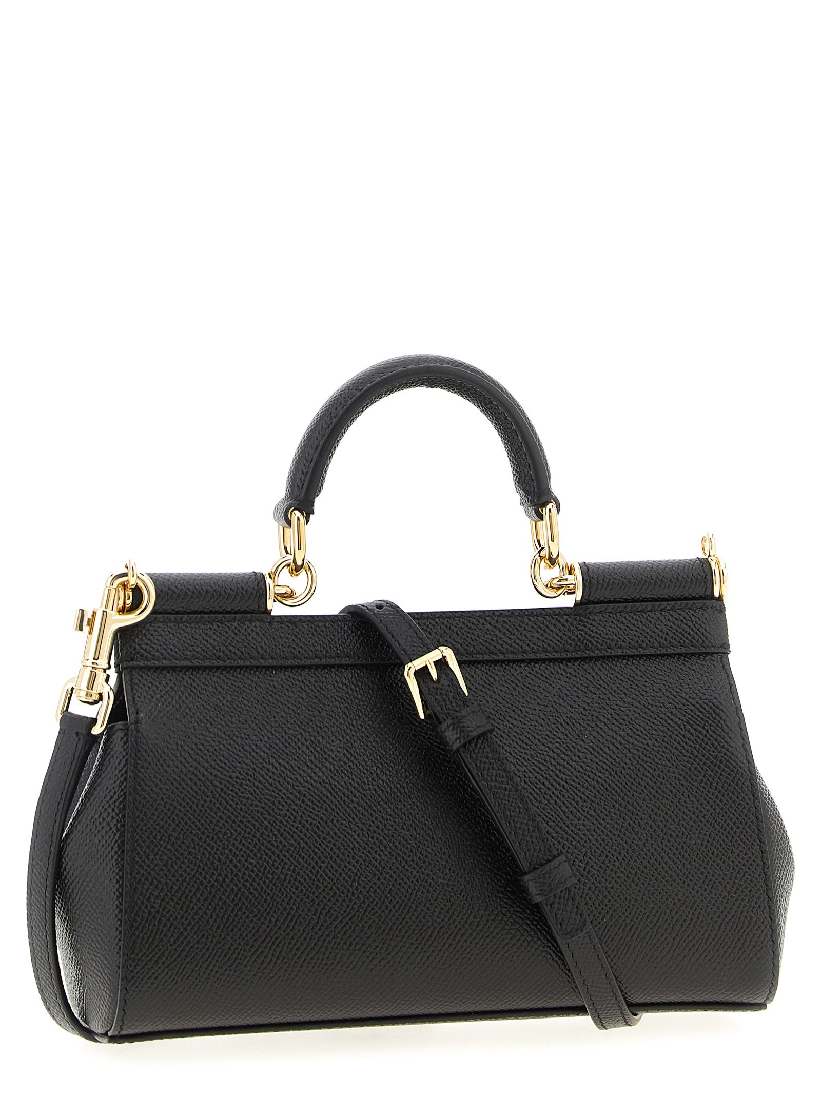 Sicily Small Handbag Black Calfskin Leather (bos Taurus) Hand Bags