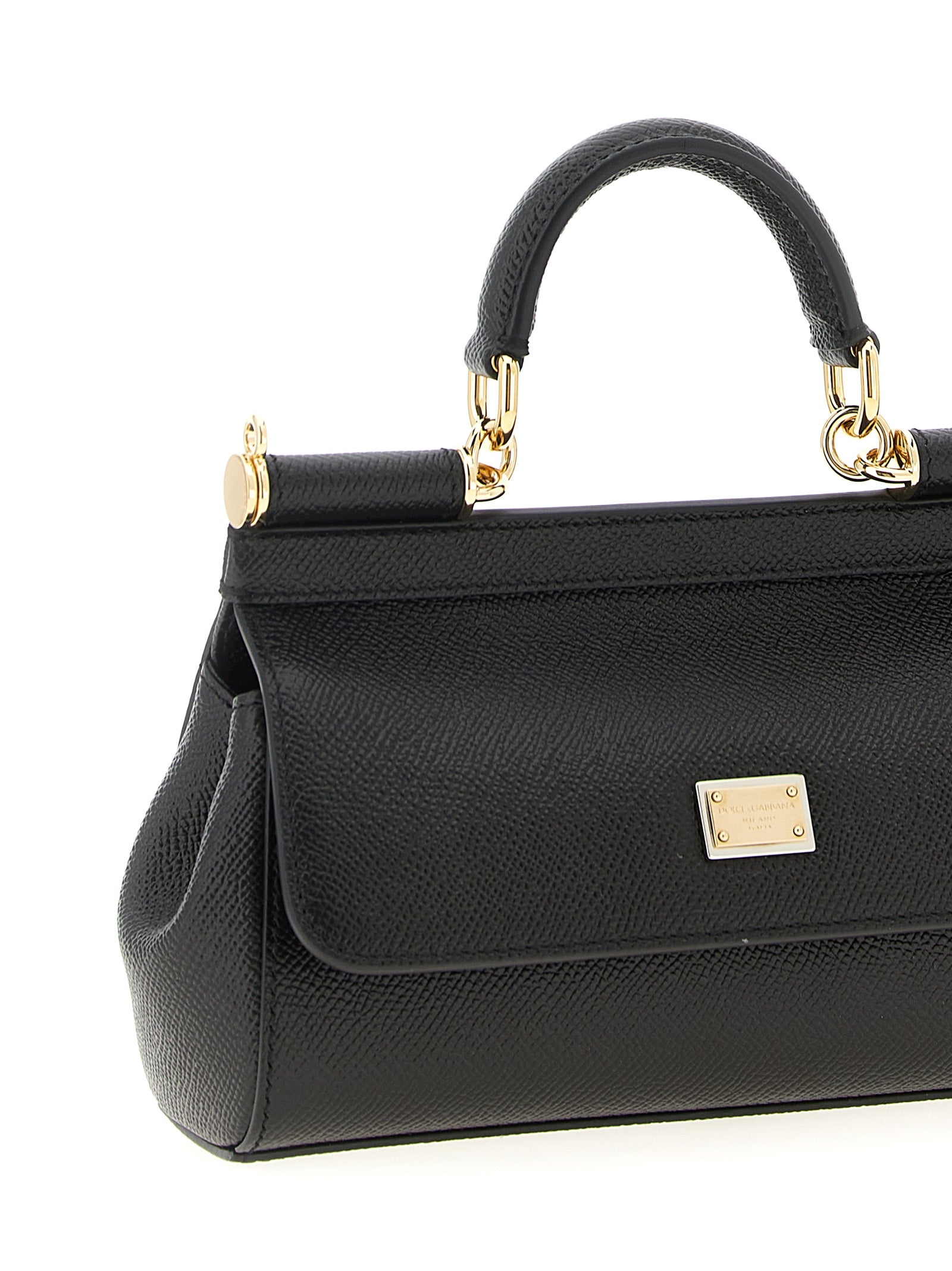 Sicily Small Handbag Black Calfskin Leather (bos Taurus) Hand Bags
