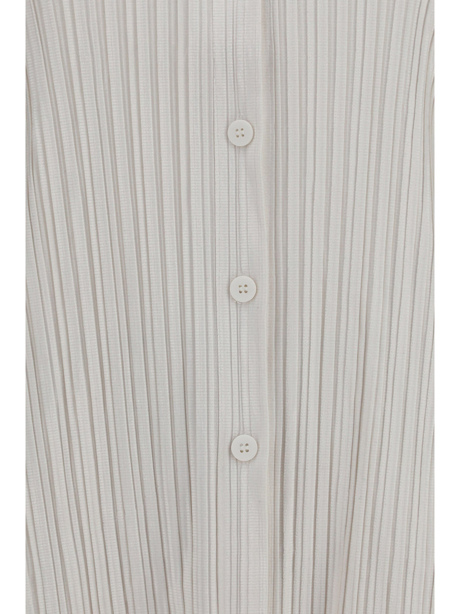 Shirt Striped Velvet-Like Off White Polyester